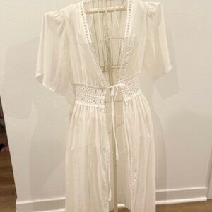 White Cotton Blend Beach Cover Up